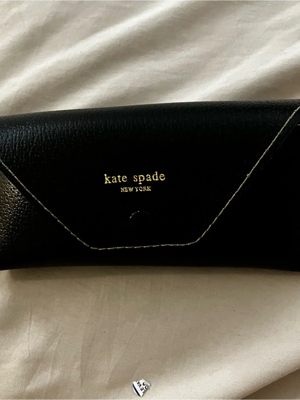 Kate Spade New York Black faux Leather Envelope Glasses Case Logo Lining